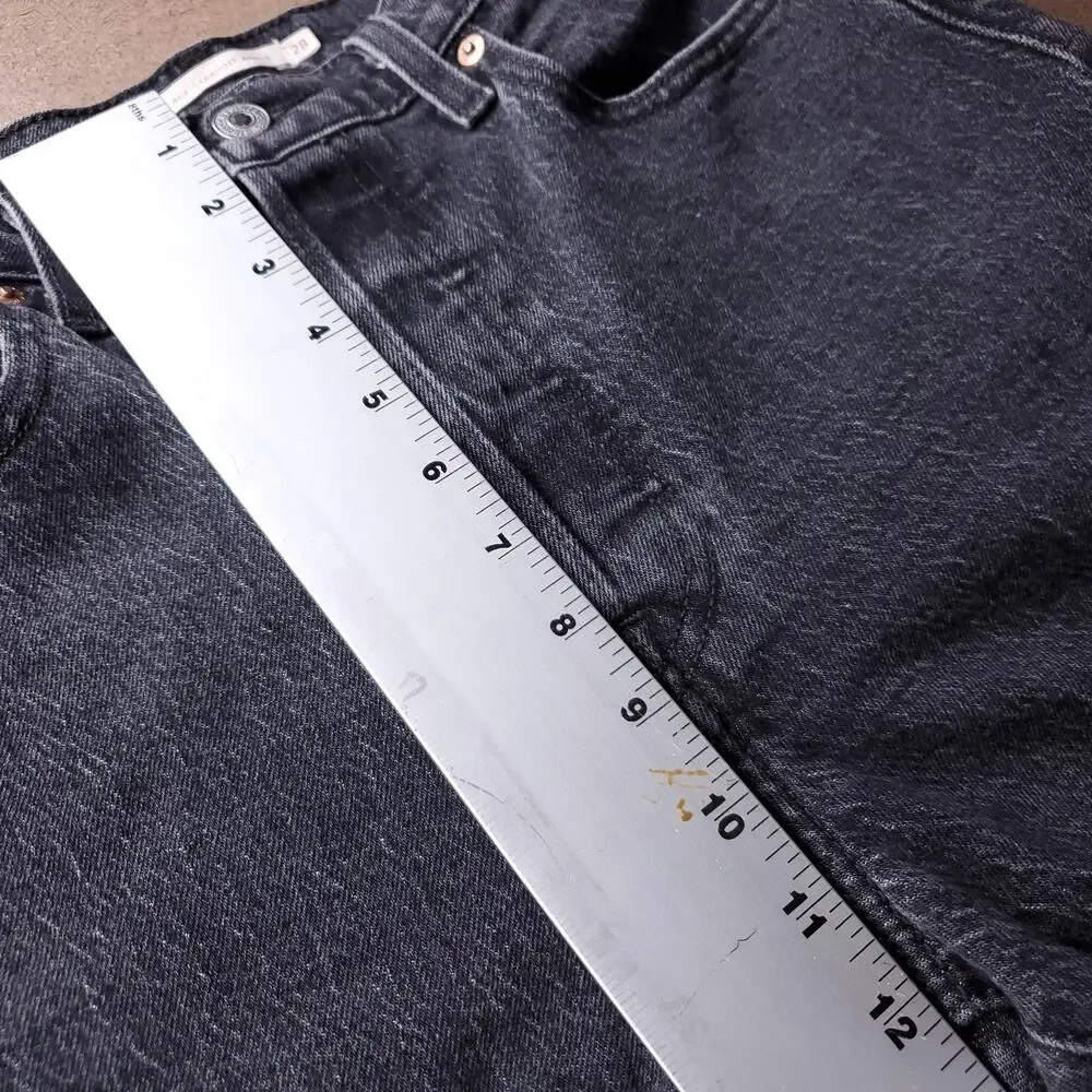 Levi's Premium Ribcage Straight Ankle Jeans Button Fly Stretch Women 28 Black - Picture 7 of 15